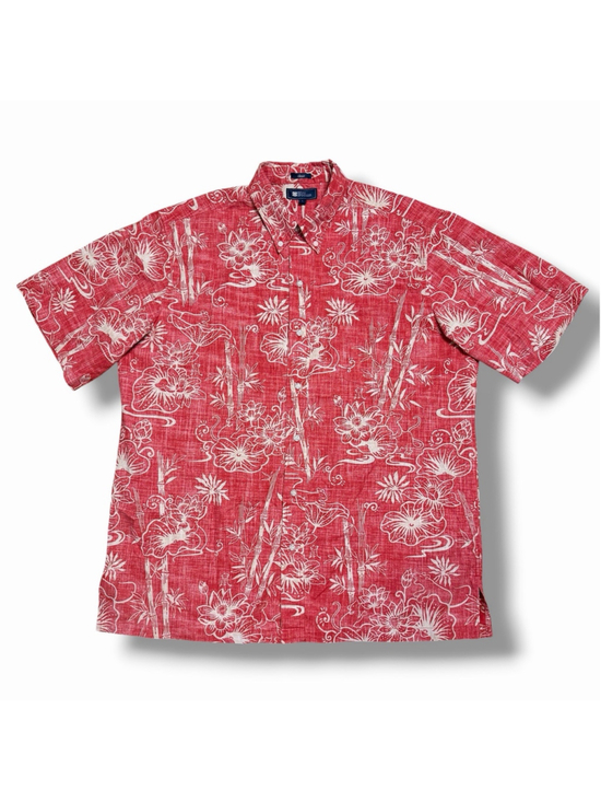 Reyn Spooner Other - Reyn Spooner Classic Hawaiian Shirt Mens LG Reverse Hibiscus Print Red White
